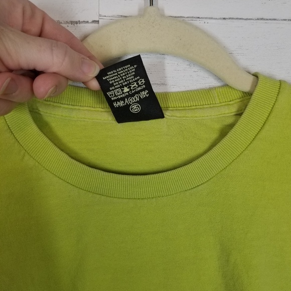 Stussy Tie Tye Dip Ombre Lime Green Shirt Medium - Picture 2 of 5